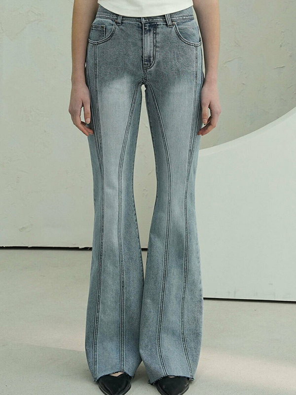 vivacious Slender Line Denim Pants -  LIGHT BLUE