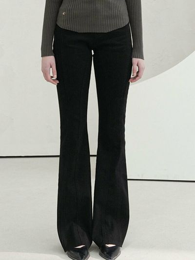 vivacious Slender Line Denim Pants - BLACK
