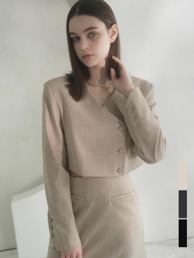 vivacious Y - neck Crop Jacket - 3COL