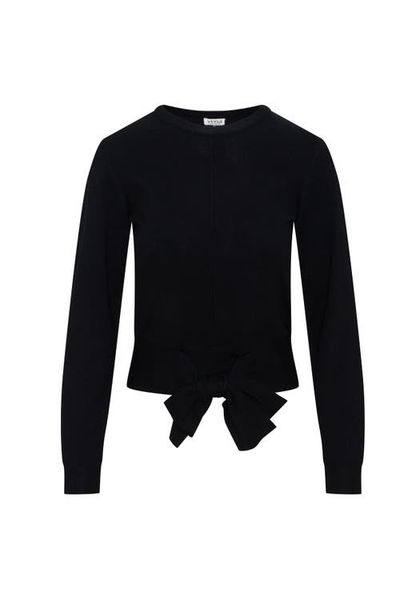 Vivid Vivid Crew Neck Bottom Tie Soft Knit Sweater