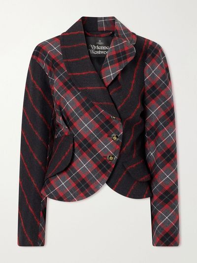 VIVIENNE WESTWOOD Stormy checked asymmetric wool-blend blazer