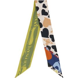 Vivienne Westwood Vivienne Westwood Beige & Green Hearts & Orbs Twilly Skinny Scarf