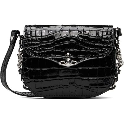 Vivienne Westwood Black Hunter Flap Crossbody Bag