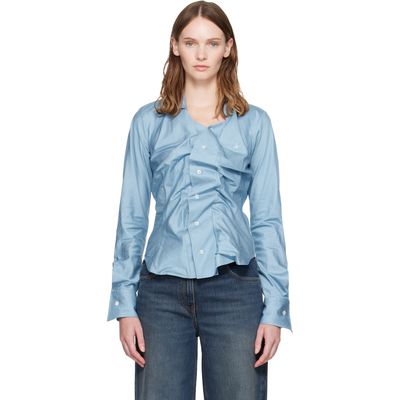 Vivienne Westwood Vivienne Westwood Blue Heritage Twill 'Drunken Shirt' Blouse