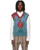 Vivienne Westwood Vivienne Westwood Burgundy & Blue Argyle Vest - 1