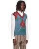 Vivienne Westwood Vivienne Westwood Burgundy & Blue Argyle Vest - 2