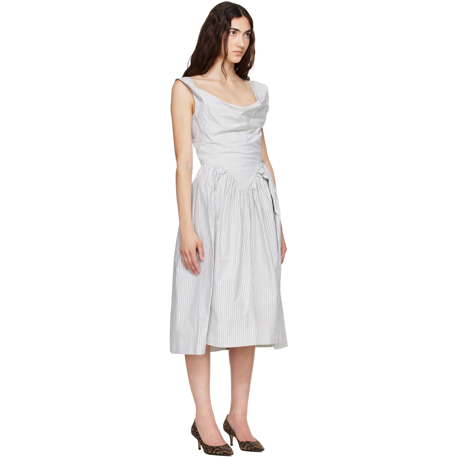 vivienne westwood sunday striped cotton dress VIVIENNE WESTWOOD Sunday Print Cotton Poplin Dress Vivienne Westwood