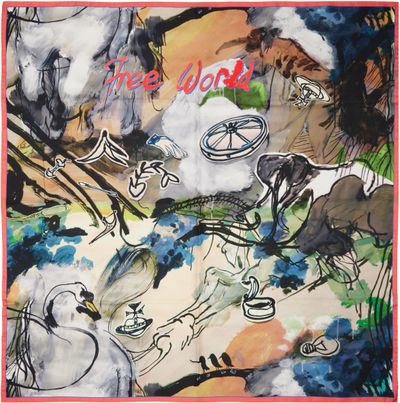 Vivienne Westwood Vivienne Westwood Multicolor 'Free World' Square Scarf