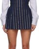 Vivienne Westwood Vivienne Westwood Navy Gilded Stripe Linen High Waisted Kilt Miniskirt - 1
