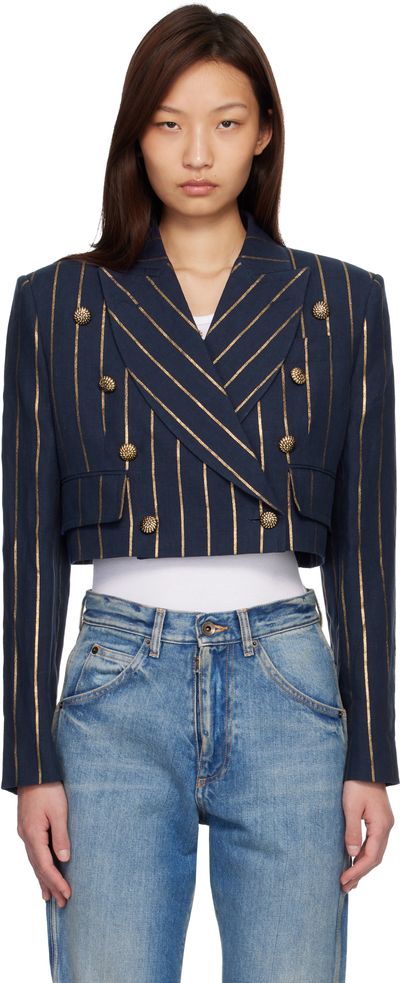 Vivienne Westwood Vivienne Westwood Navy Long Sleeve Cut Off Blazer
