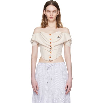 Vivienne Westwood Vivienne Westwood Off-White Short Sleeve Bea Corset Cardigan Blouse