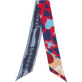 Vivienne Westwood Vivienne Westwood Red & Blue Hearts & Orbs Twilly Skinny Scarf