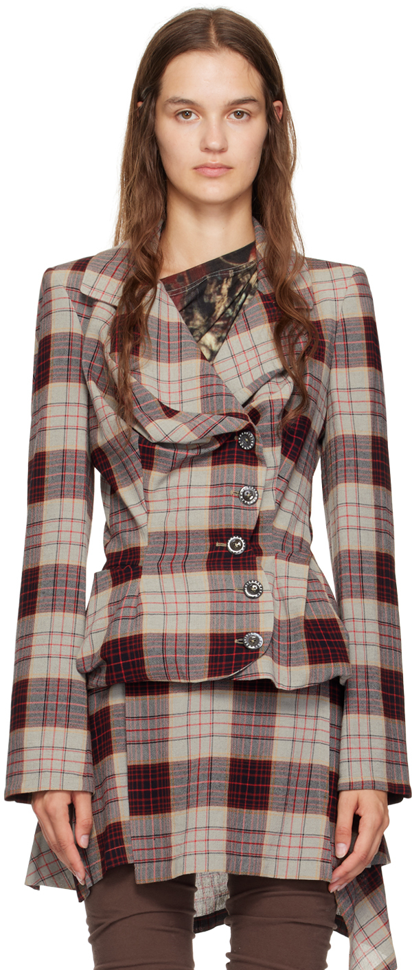 Vivienne Westwood - Red & Gray Drunken Tailored Blazer