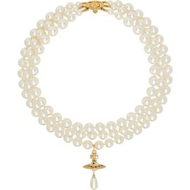 Vivienne Westwood Vivienne Westwood Three Row Faux Pearl Drop Choker