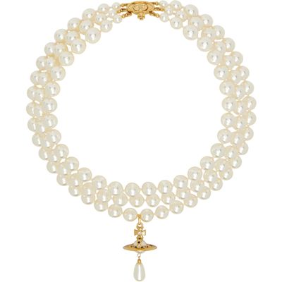 Vivienne Westwood Vivienne Westwood Three Row Faux Pearl Drop Choker