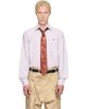 Vivienne Westwood Vivienne Westwood White & Burgundy Two Button Krall Shirt - 1