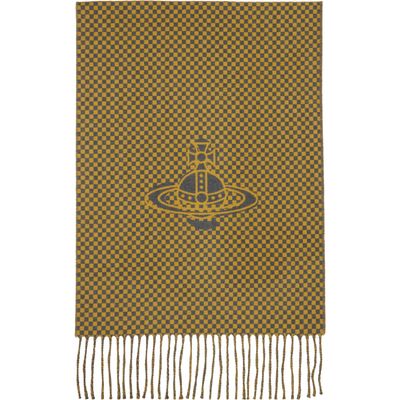 Vivienne Westwood Vivienne Westwood Yellow & Gray Checkmate Scarf