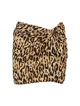 ViX by Paula Hermanny Women's Karen Leopard-Print Side Twist Miniskirt
