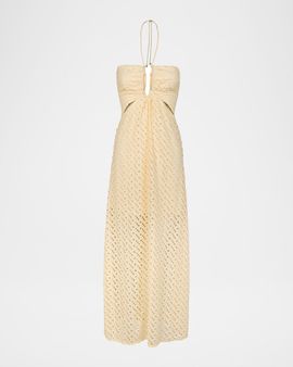 Vix Eyelet Melina Long Halter Dress Coverup