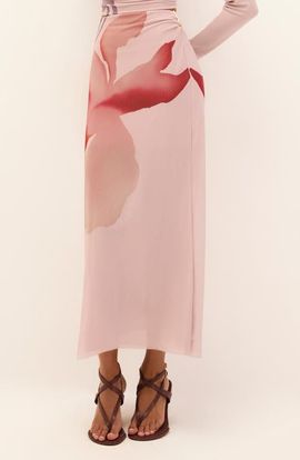ViX Paula Hermanny ViX Paula Hermanny Amira Floral Print Mesh Maxi Skirt