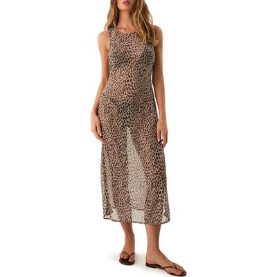 ViX Paula Hermanny ViX Paula Hermanny Twist Leopard Print Mesh Cover-Up Dress