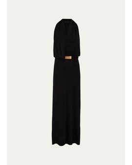 Vix Rosana Belted Halter Maxi Dress