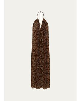 Vix Tammy Leopard-Print Halter Maxi Dress