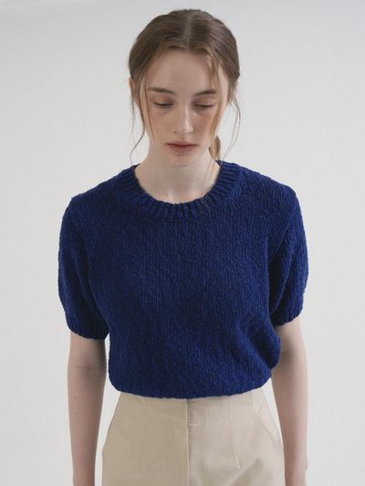 VLETI Round Cotton Slavic Knit (Deep_blue)