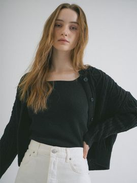 VLETI Round Twisted Cardigan & Sleeveless Knit Set Up (B