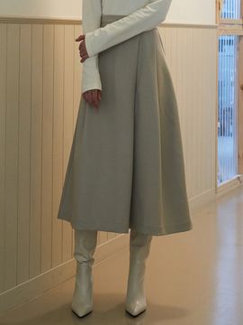 VOIEBIT for WOMEN A-line Pintuck Maxi Skirt_Light Beige