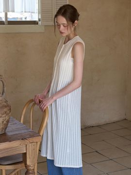 VOIEBIT for WOMEN Punched Layered Sleeveless Dress [Ivory] (VW494)