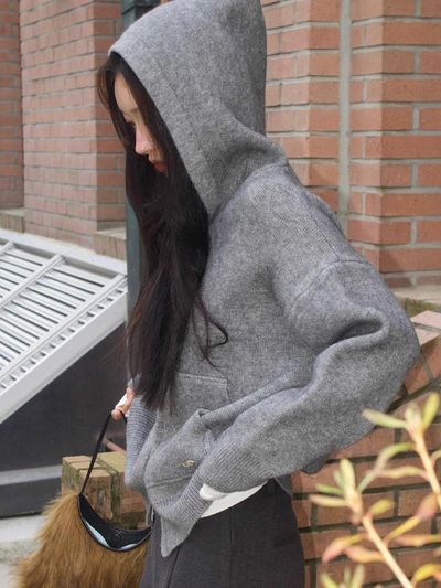 VOIEBIT for WOMEN Signature Knit Hooded Zip-up Jacket (VW340)