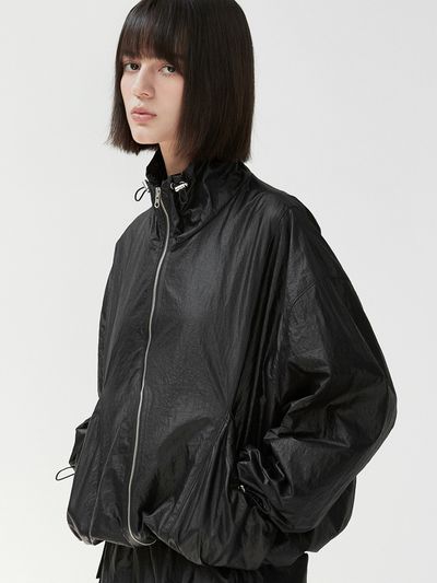 VOIEBIT for WOMEN String Balloon Jacket ( Satin Black ) VW035