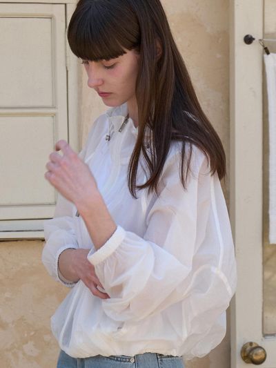 VOIEBIT for WOMEN Summer See-through Windbreaker Jacket [White] (VW499)