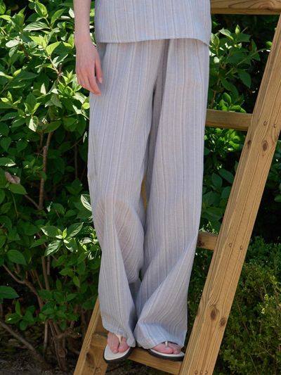VOIEBIT for WOMEN Summer Stripe BENDING Wide Pants (VW491) [Sky Blue]