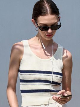 VOIEBIT for WOMEN Three Line Stripe Sleeveless Knit Top