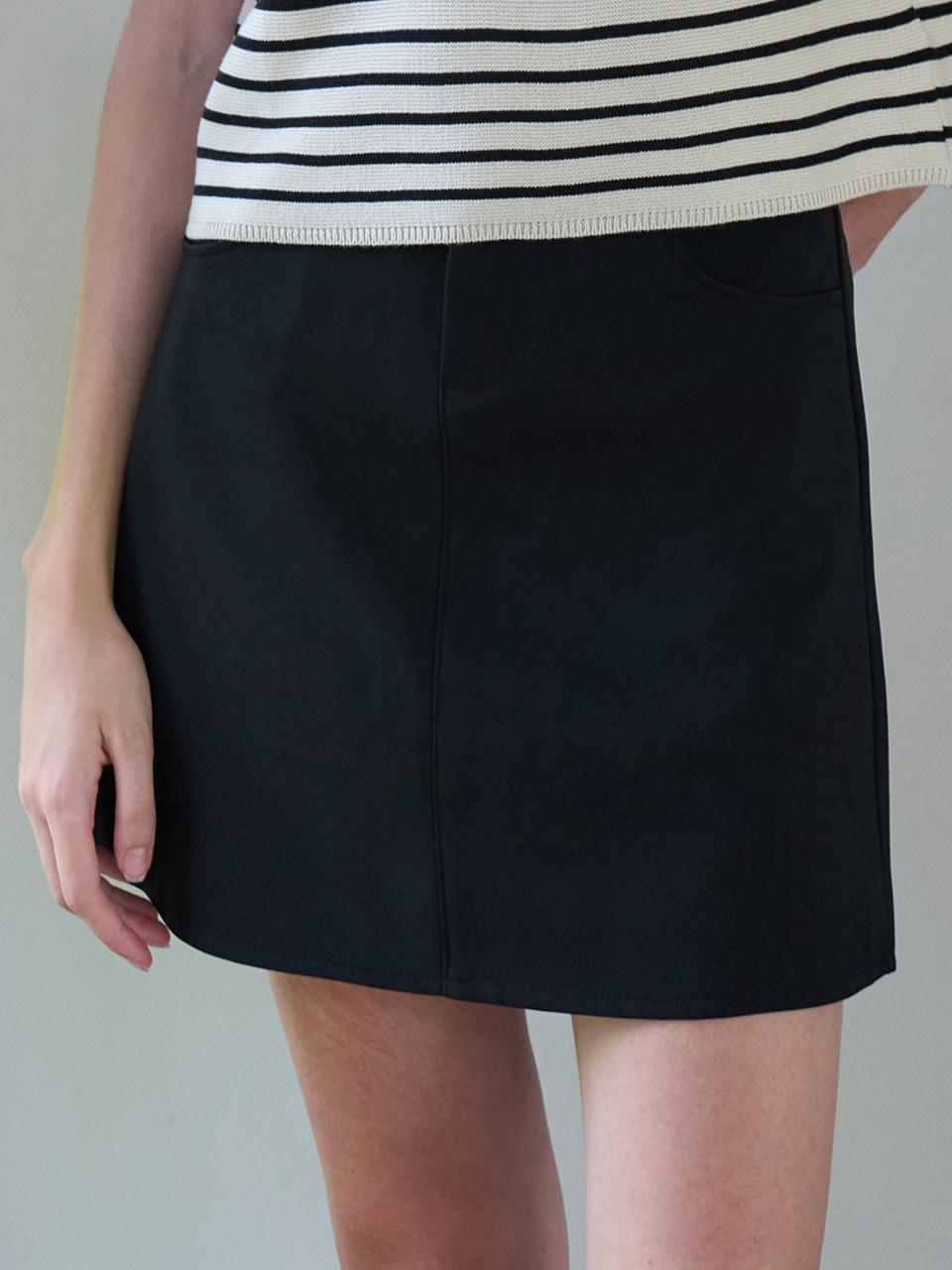 VOIEBIT for WOMEN Twill Mini Button Skirt_Black