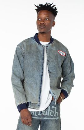 Von Dutch Von Dutch Bones Denim Bomber Jacket