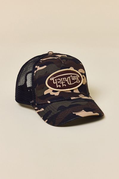 Von Dutch Von Dutch Camo Pattern Logo Trucker Hat in Camo, Men's at Urban Outfitters