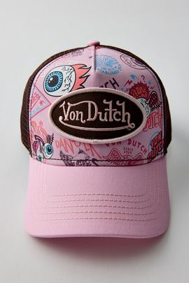 Von Dutch Von Dutch Logo Patch Graphic Trucker Hat in Pink, Women's at Urban Outfitters