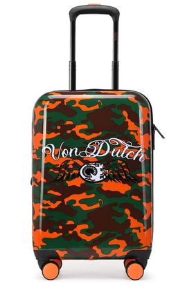 Von Dutch Von Dutch Orange Camo Expandable Hardside Spinner Carry-on Suitcase 