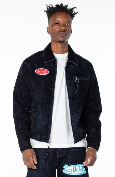 Von Dutch Von Dutch Pagans Flocked Bomber Denim Jacket