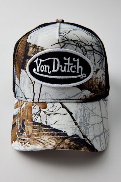 Von Dutch Von Dutch Realtree Edge Trucker Hat in White Camo, Women's at Urban Outfitters