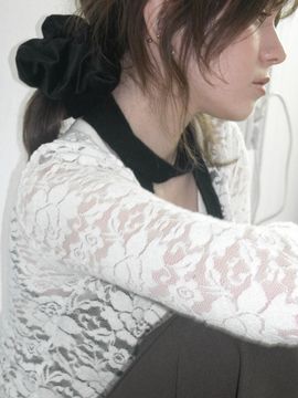 voor Matt Velvet One Point Large Scrunchie [Black]