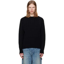 vowels vowels Black Cable Knit Crewneck Sweater