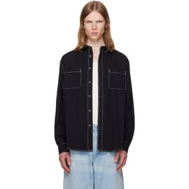 vowels vowels Black Double Pocket Shirt