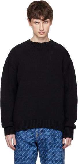 vowels vowels Black Knit Crewneck