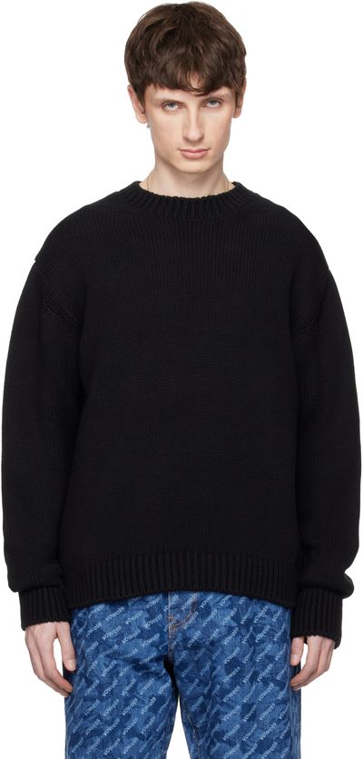 vowels vowels Black Knit Crewneck