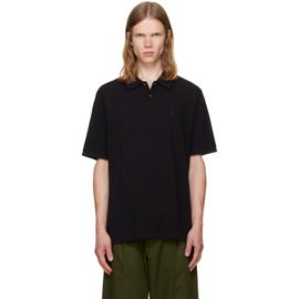 vowels vowels Black Short Sleeve Pique Polo