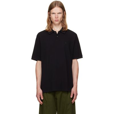 vowels vowels Black Short Sleeve Pique Polo